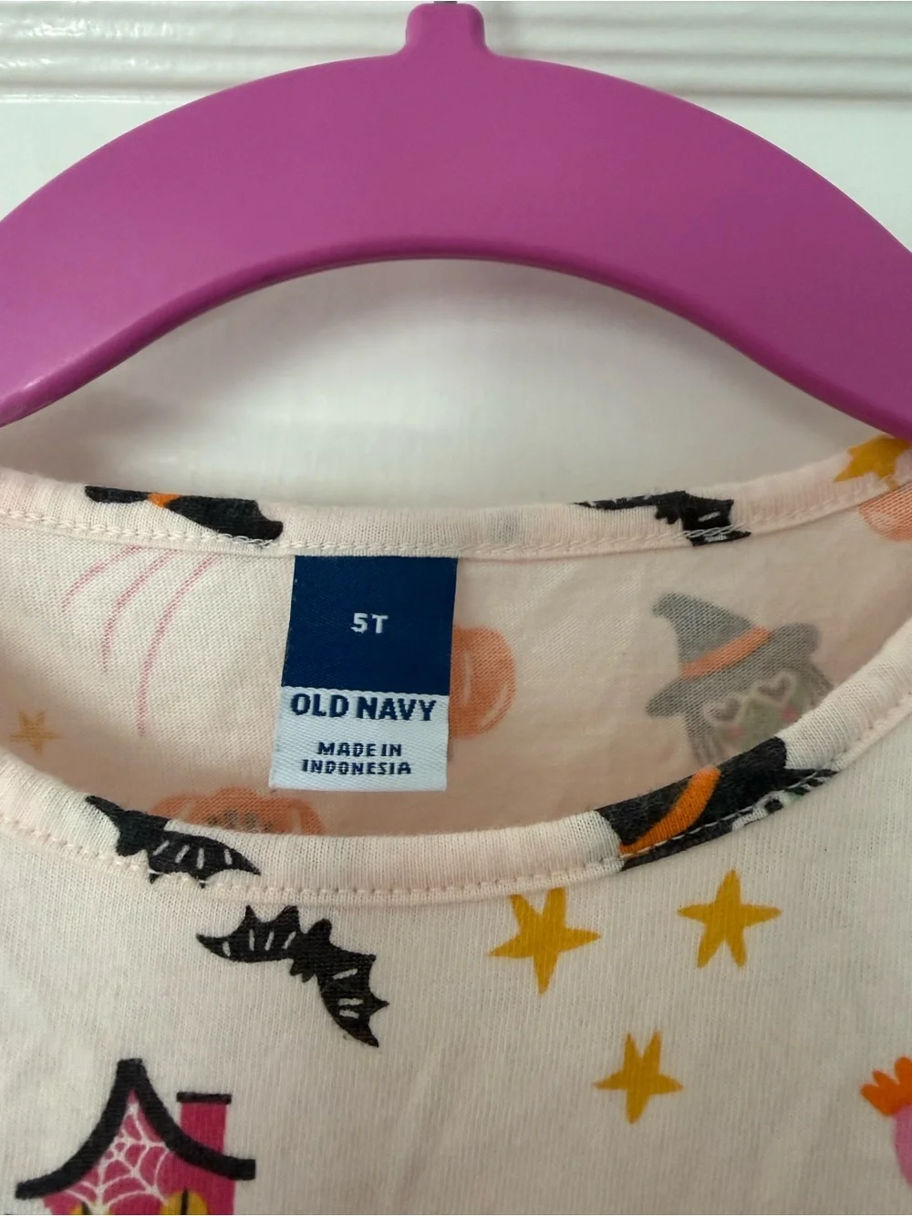Old Navy Pink Halloween Print Long-Sleeve Dress
